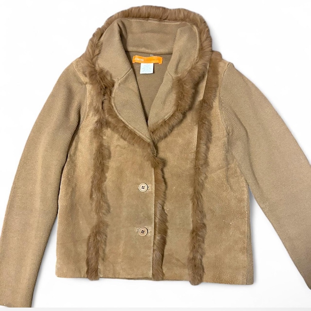 Women's Tan Faux Fur Trim Jacket